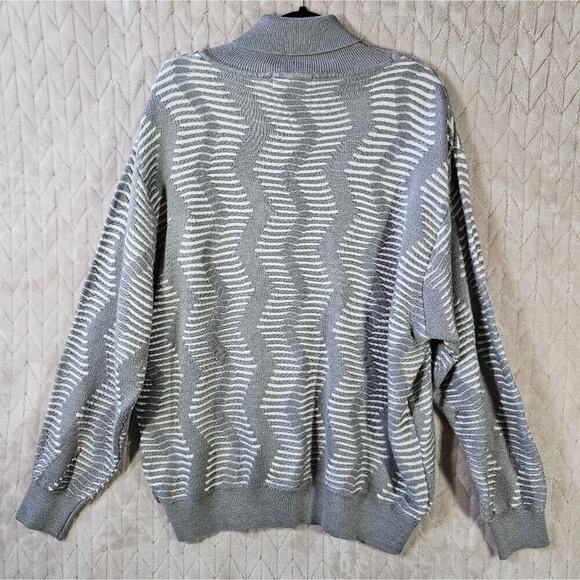 VTG Silversilk 3D Knit Turtleneck Sweater Mens XL Geometric Retro Heavyweight - Picture 3 of 8